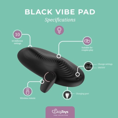 Wibrator, Stymulator Łechtaczki z Pilotem - Vibe Pad Double Vibration with Remote Control - Black EasyToys