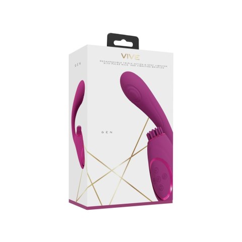 Wibrator punktu G - Gen - Rechargeable Triple Action G-Spot Vibrator with Pulse Wave and Vibrating Bristles - Pink Vive