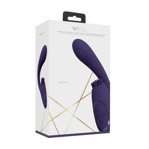 Wibrator punktu G - Gen - Rechargeable Triple Action G-Spot Vibrator with Pulse Wave and Vibrating Bristles - Purple Vive