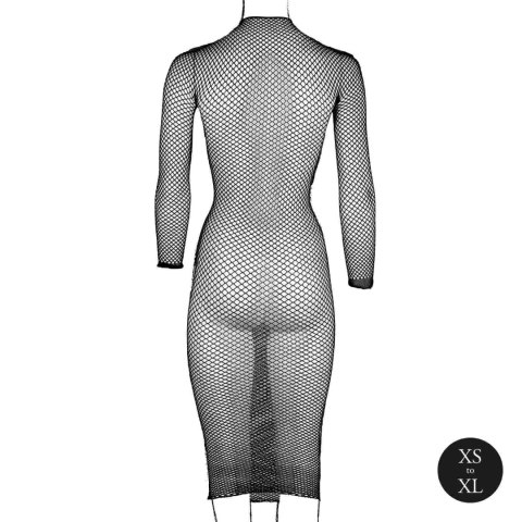 Long dress with fishnet structure and turtle neck. Le Désir