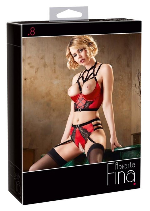 Otwarty komplet Biustonosz i Figi - Shelf Bra Set red 80B/M Abierta Fina