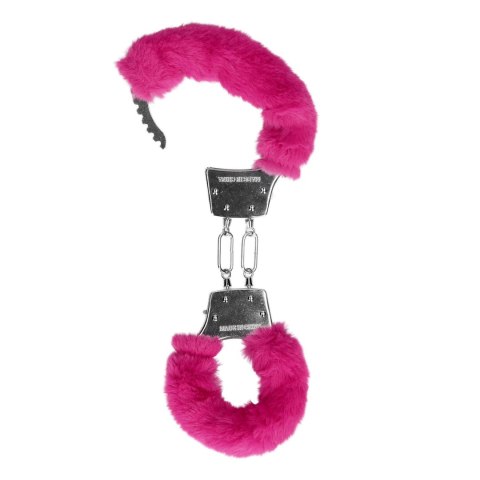 Kajdanki z futerkiem - Furry Metal Hand Cuffs - Pink Ouch!