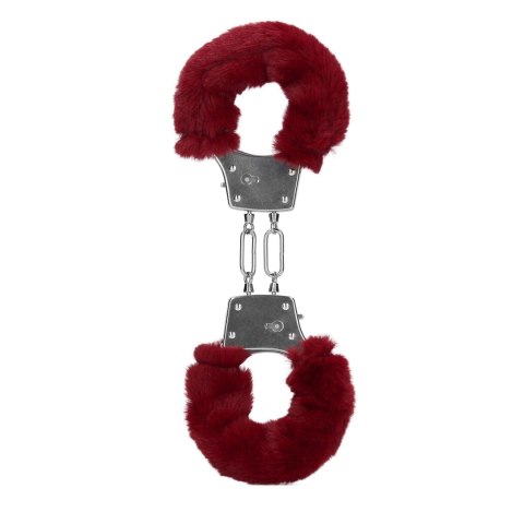 Kajdanki z futerkiem - Furry Metal Hand Cuffs - Red Ouch!