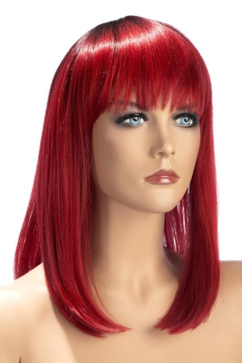 Ciemnoczerwona Peruka -PERRUQUE ELVIRA BICOLORE ROUGE WORLD WIGS