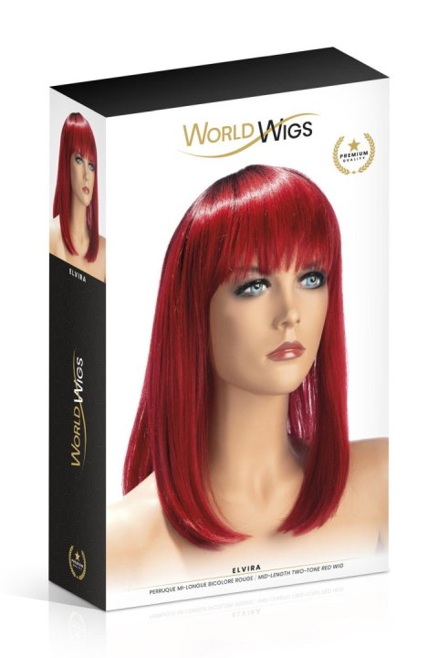 Ciemnoczerwona Peruka -PERRUQUE ELVIRA BICOLORE ROUGE WORLD WIGS