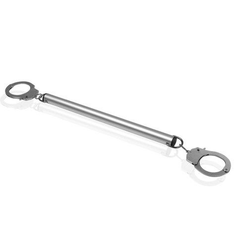 Metalowy drążek rozporowy BDSM 35,5cm - Spreader Bar with Hand or Ankle Cuffs - Silver Ouch!