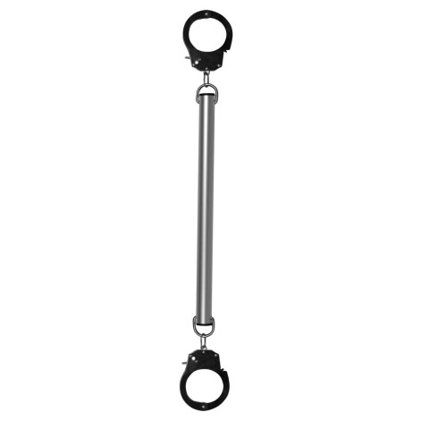 Metalowy drążek rozporowy BDSM 35,5cm - Spreader Bar with Hand or Ankle Cuffs - Silver Ouch!