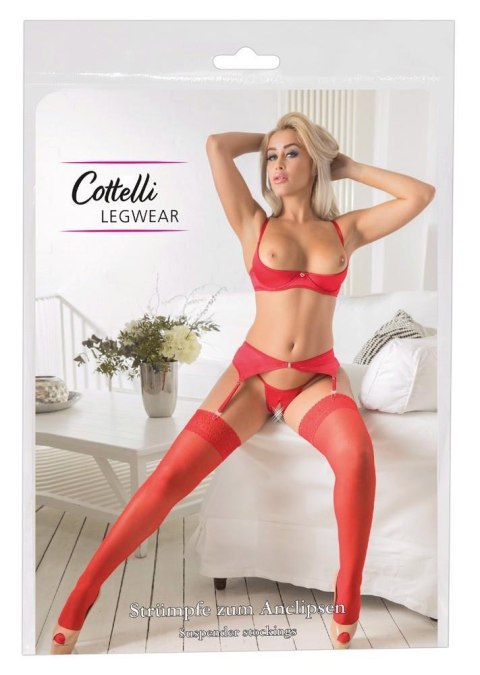 Stockings red 5 Cottelli LEGWEAR