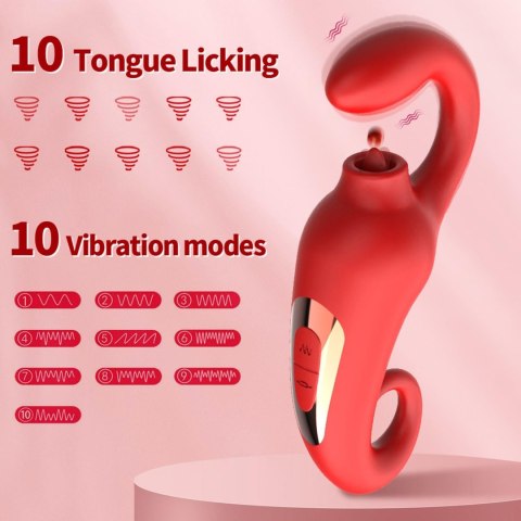 Wibrator, Stymulator 2w1 - Merfi, 10 vibration functions, 10 frequency tongue licking USB B - Series Power