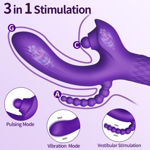 Wielofunkcyjny Wibrator 3w1 - Patty, 7 vibration functions, 7 ball tapping, USB B - Series Power