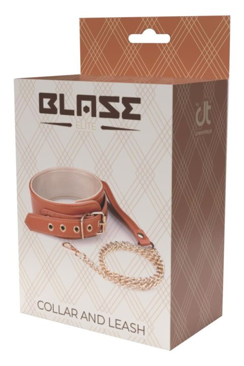 BLAZE ELITE COLLAR AND CHAIN COGNAC VEGAN LEATHER Dream Toys