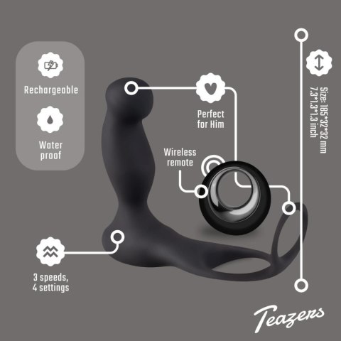 Teazers Cock & Ball Ring Prostate Vibrator with Remote Control Teazers