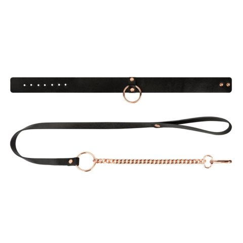 Rosy Gold - Collar with Leash - Black Rosy Gold