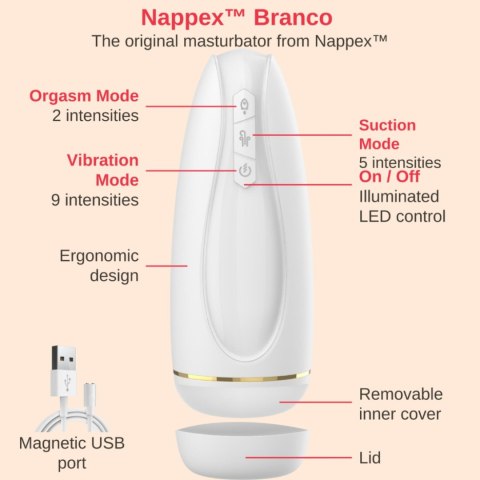 Masturbator - Nappex™ Branco White - Premium Mastubators (10 Languages) Nappex