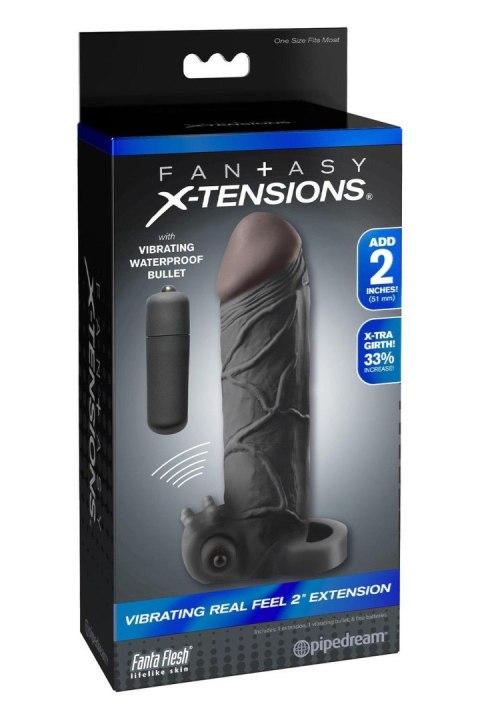 FANTASY X-TENSIONS VIBRATING REAL FEEL 2 INCH EXTENSION BLACK Pipedream