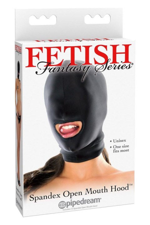 FETISH FANTASY SERIES SPANDEX OPEN MOUTH HOOD BLACK Pipedream