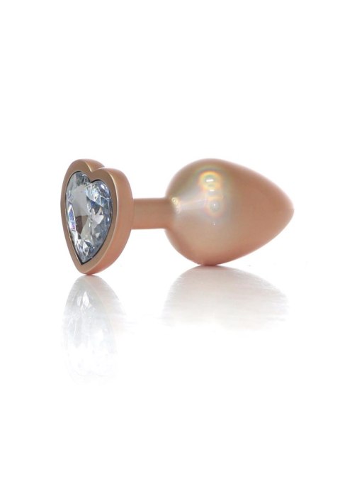 Plug-Jewellery Pearl Gold Heart PLUG- Clear M B - Series HeavyFun