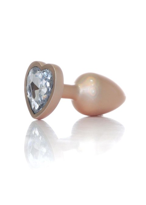 Plug-Jewellery Pearl Gold Heart PLUG- Clear S B - Series HeavyFun