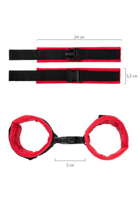 Anonymo handcuffs, velour, red, 24 cm Anonymo by TOYFA