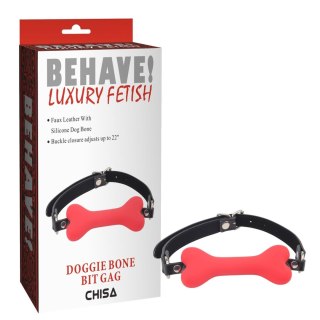 Behave! Doggle Bone Bit Gag-Red Behave