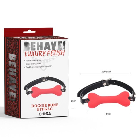 Behave! Doggle Bone Bit Gag-Red Behave