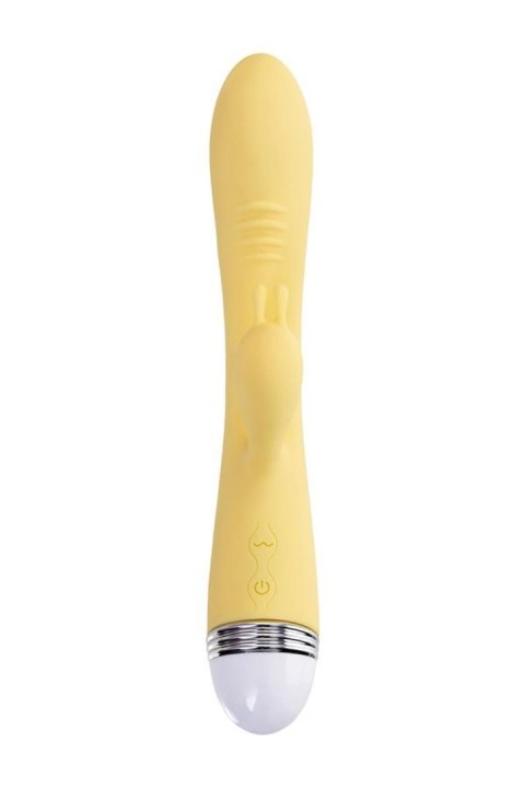 Vibrator with clitoral stimulator Flovetta by Toyfa Aster, silicone, yellow, 22 cm Flovetta