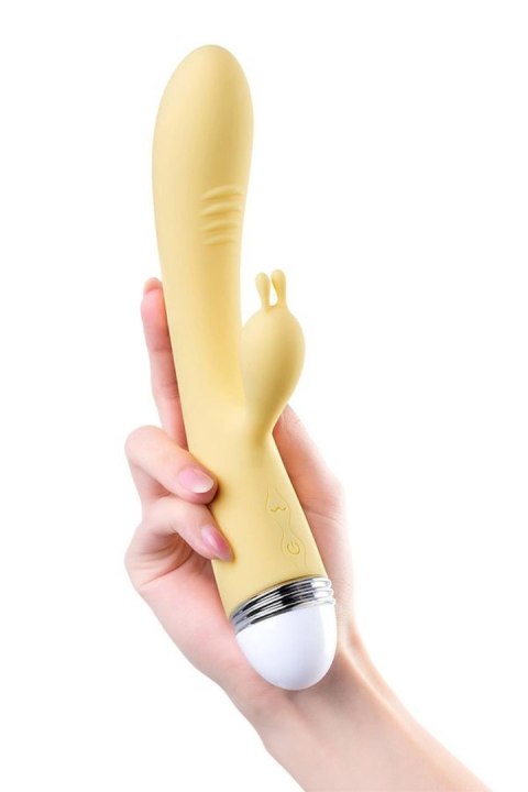 Vibrator with clitoral stimulator Flovetta by Toyfa Aster, silicone, yellow, 22 cm Flovetta