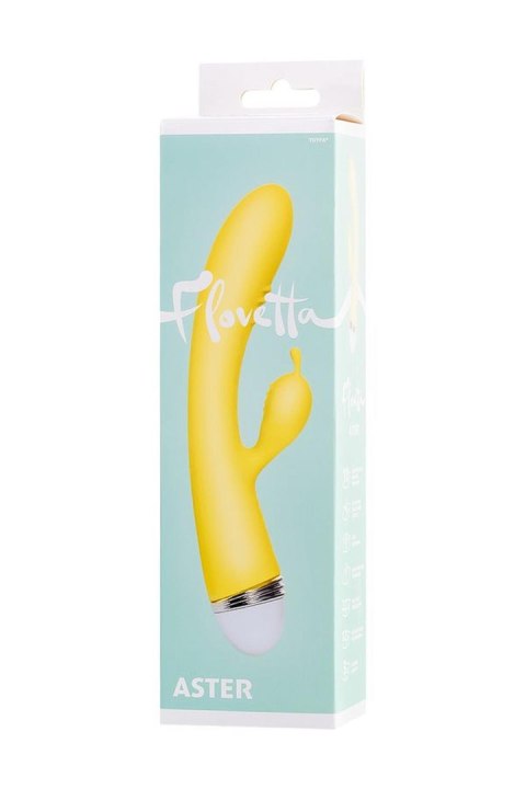 Vibrator with clitoral stimulator Flovetta by Toyfa Aster, silicone, yellow, 22 cm Flovetta