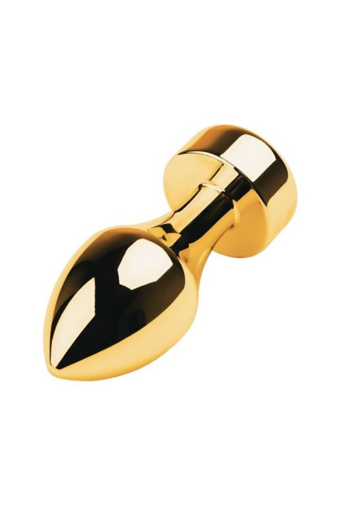 Gold anal plug TOYFA Metal with white round-shaped gem , length 7 cm, diameter 2-3,5 cm, weight 140 gr Metal by TOYFA