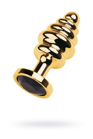 Golden anal plug with black gem Metal by TOYFA