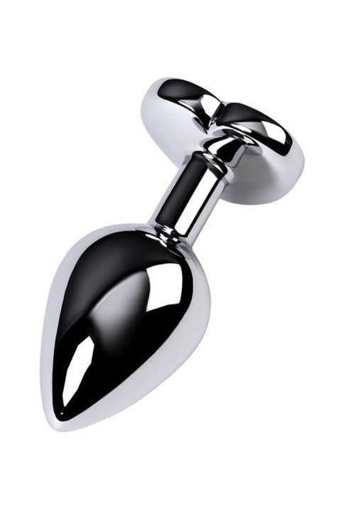 Silver anal plug TOYFA Metal with black heart-shaped gem, length 7 cm, diameter 1,8-3,3 cm, weight 92 gr Metal by TOYFA