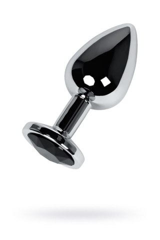 Silver anal plug TOYFA Metal with black round-shaped gem Metal by TOYFA