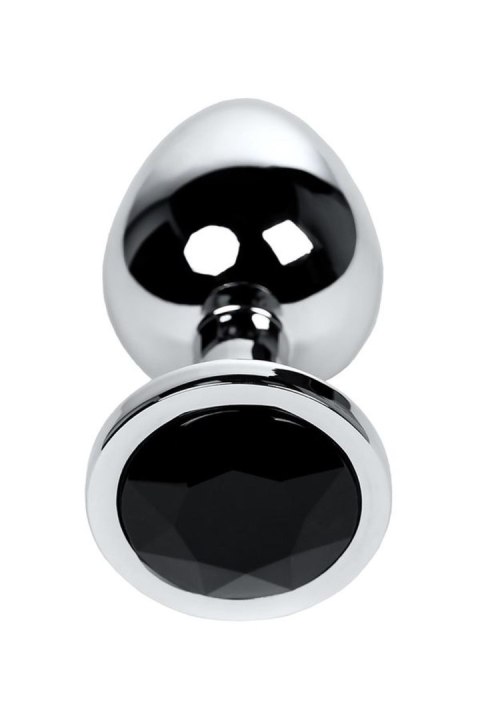 Silver anal plug TOYFA Metal with black round-shaped gem Metal by TOYFA