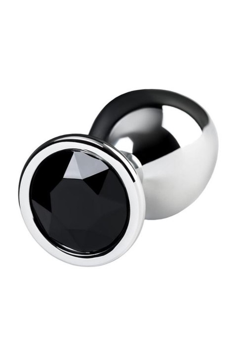 Silver anal plug TOYFA Metal with black round-shaped gem Metal by TOYFA