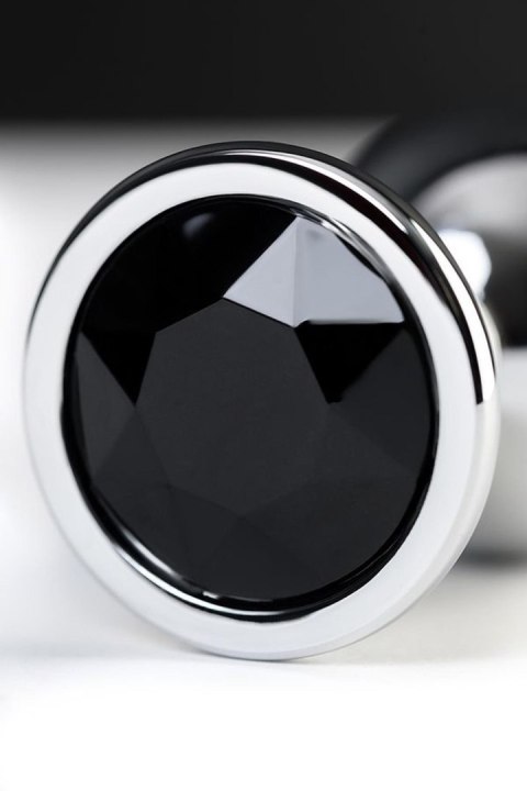 Silver anal plug TOYFA Metal with black round-shaped gem Metal by TOYFA