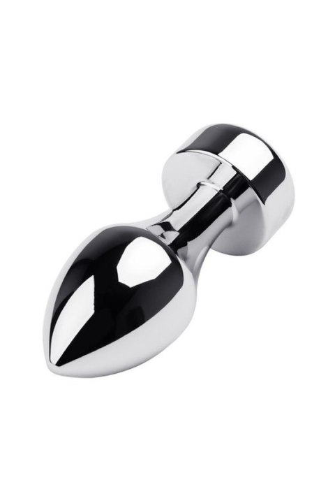 Silver anal plug TOYFA Metal with black round-shaped gem, length 8,2 cm, diameter 2,5-3,8 cm, weight 210 gr Metal by TOYFA