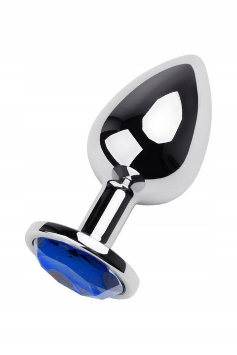 Silver anal plug TOYFA Metal with blue round-shaped gem Metal by TOYFA