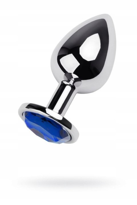 Silver anal plug TOYFA Metal with blue round-shaped gem Metal by TOYFA