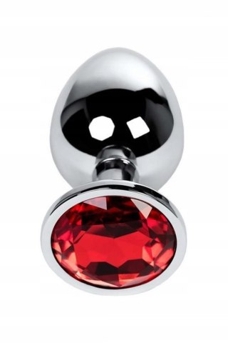 Silver anal plug TOYFA Metal with red round-shaped gem, Metal by TOYFA