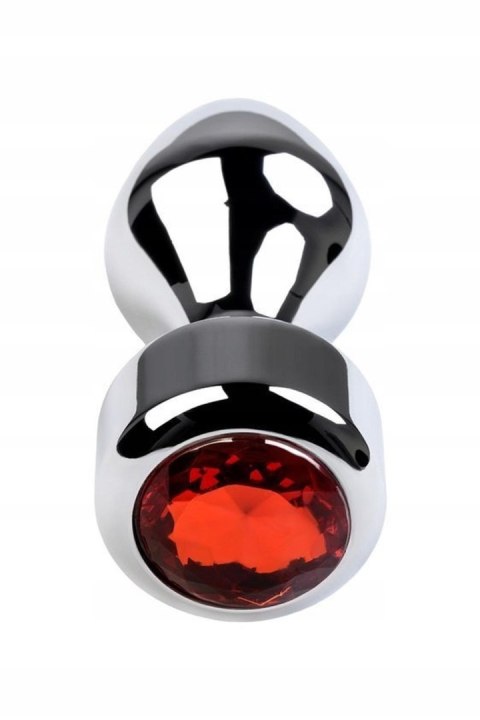 Silver anal plug TOYFA Metal with red round-shaped gem Metal by TOYFA