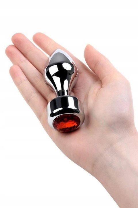 Silver anal plug TOYFA Metal with red round-shaped gem Metal by TOYFA