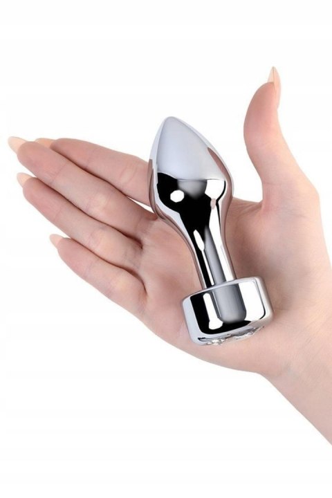 Silver anal plug TOYFA Metal with white round-shaped gem Metal by TOYFA