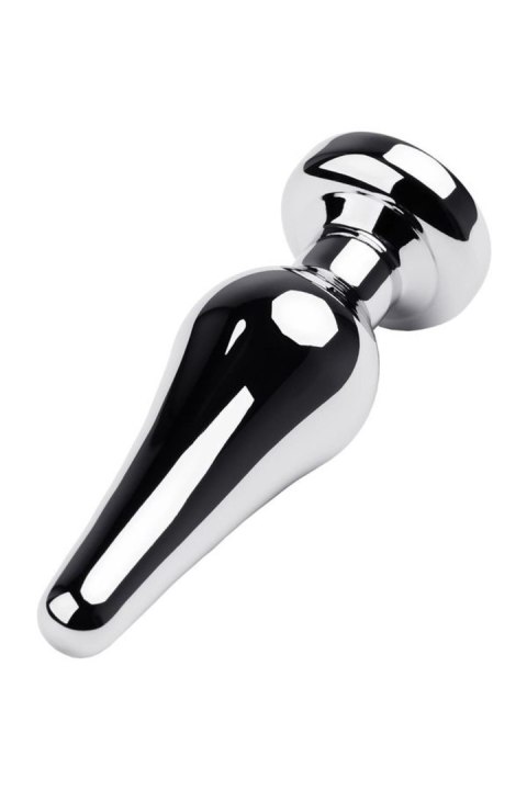 Silver anal plug TOYFA Metal with white round-shaped gem, length 9 cm, diameter 1,5-4 cm, weight 205 gr Metal by TOYFA