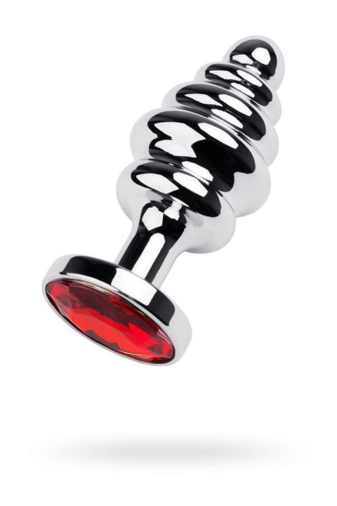 Silver anal plug with red gem Metal by TOYFA