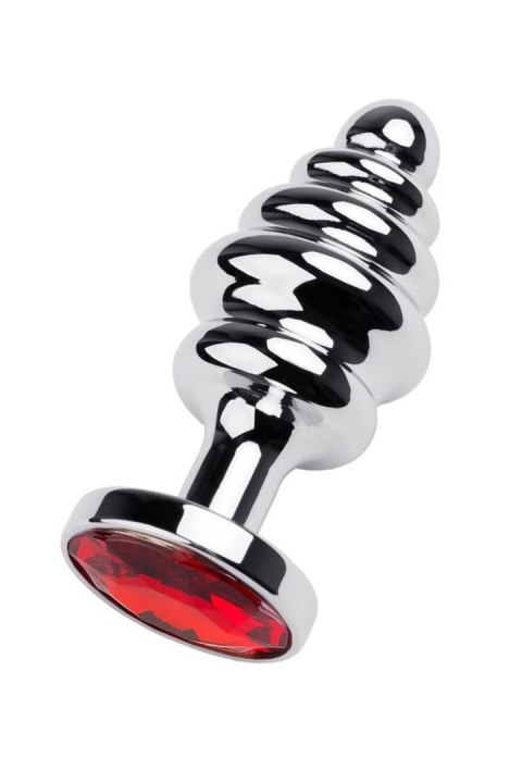 Silver anal plug with red gem Metal by TOYFA