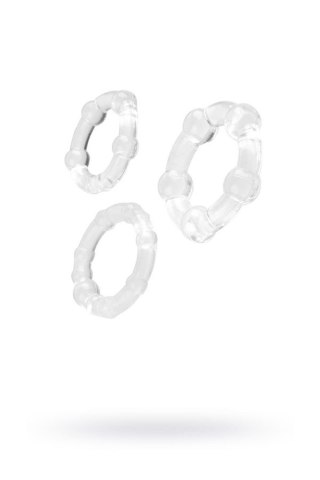 A-TOYS, Cockrings set, 3 pcs.TPE,Transparent, O 3,5 / 3/2 cm Toyfa